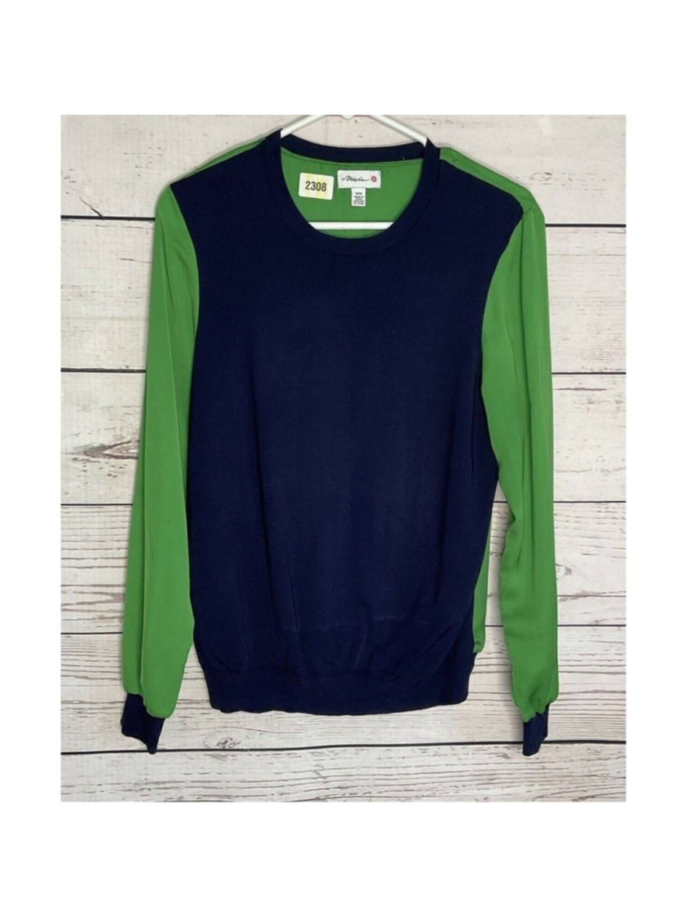 3.1‎ Phillip Lim for Target Navy/Green Long Sleeve RoundNeck Sweater Women M